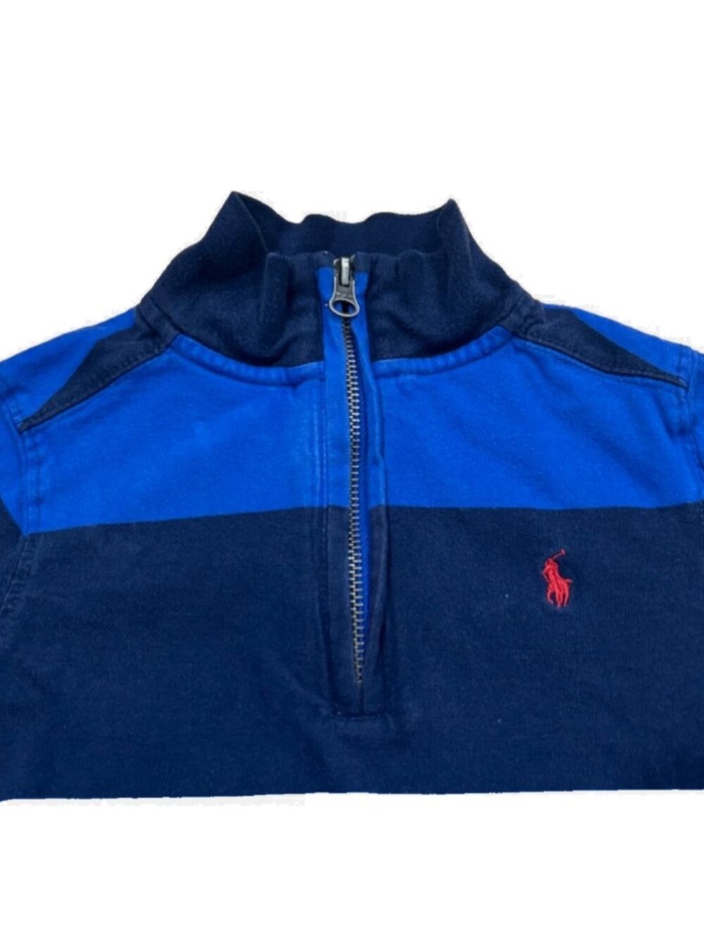 Polo Ralph Lauren Toddler Boys Gray Navy Blue Striped Quarter Zip Sweater 3T